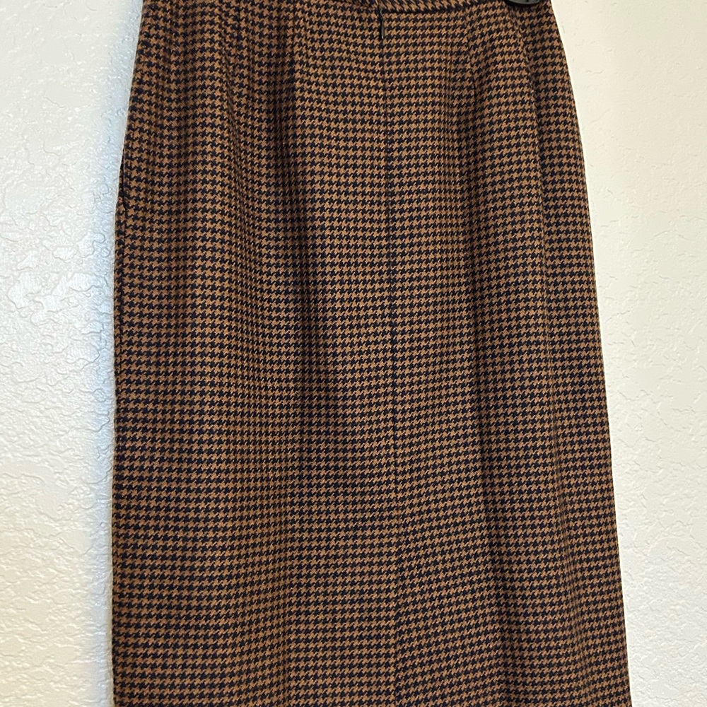 Anne Klein II Vintage Wool Houndstooth Skirt Brown Black – Size 8 - Picture 3 of 3